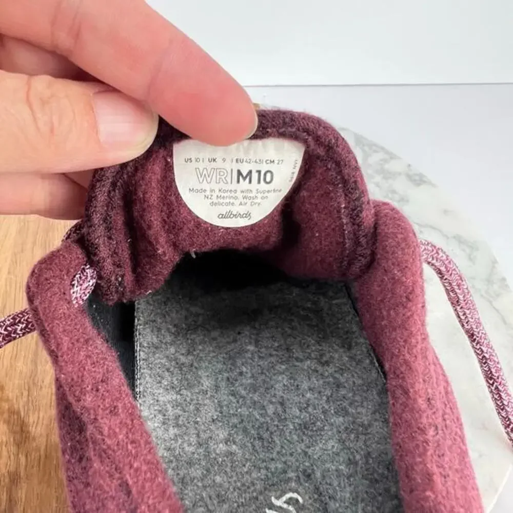 Allbirds Wool Runner Maroon Running Lace Up Men's Sneaker‎ Shoes US 10